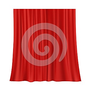 Red silk curtain, cloth on white background.