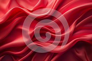 Red silk drapery background, red colored wavy pattern design backdrop, 3d rendering illustration, generative ai