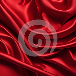 Red silk fabric background and texture. Red satin textured background material,silky cloth curtain elegant