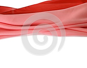 Red silk fabric background on white