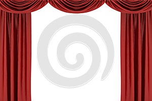 Red silk stage curtain on theater