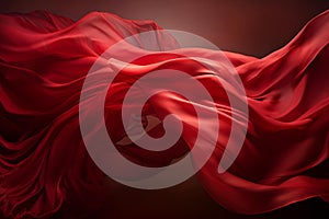 Red silk texture background. Generate Ai