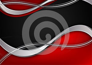 Red and silver and black color geometric wave abstract background vector illustration EPS10