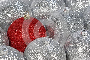 Red Silver Christmas Ornaments photo