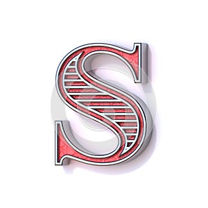 Red silver festive font Letter S 3D photo