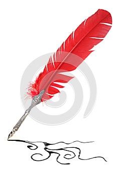 Red and silver quill