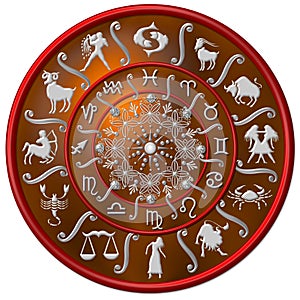 Red and silver zodiac disc