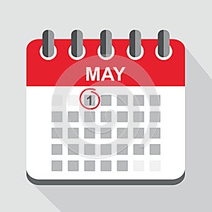 red simple calendar icon 1 may labor day