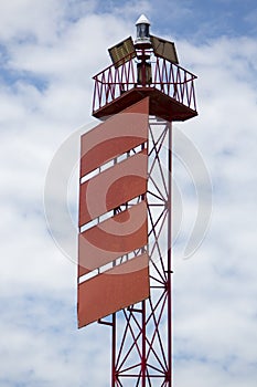 Red simple light house, Galapagos Islands