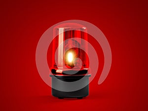 Red siren emergency warning light with black base that are currently on with a dim red background looks exciting 3d render