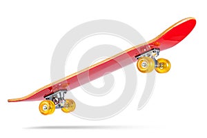 Red skateboard deck, isolated on white background. File contains a path to isolation
