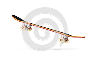 Red skateboard deck, isolated on white background. File contains a path to isolation