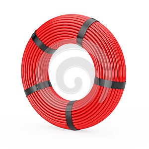 Red Skein Network Plastic Cable. 3d Rendering