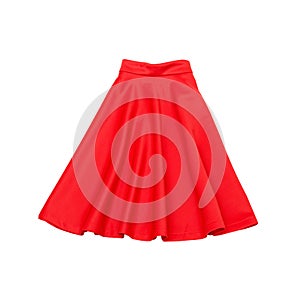 Red skirt. Fashionable concept. Isolated. White background photo