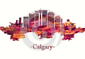 Calgary Canada skyline in Red photo