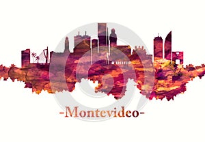 Montevideo Uruguay skyline in red photo