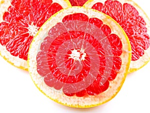 Red sliced grapefruit