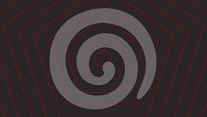 Red slim circles simple flat geometric on dark grey black background loop. Rounds pentagonal radio waves endless creative