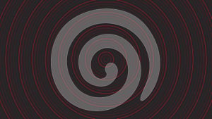 Red slim circles simple flat geometric on dark grey black background loop. Rounds radio waves endless creative animation. Rings