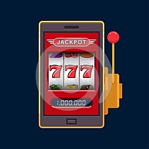 Red slot machine on mobile phone jackpot