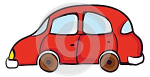 Red small car, illustration, vector