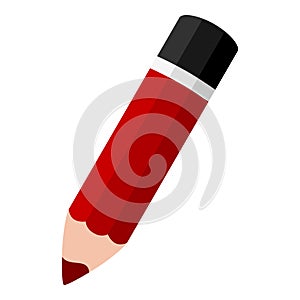 Red Small Pencil Flat Icon Isolated on White