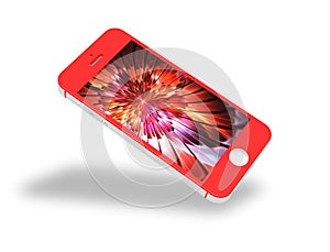 Red Smartphone Mockup with Amazing Screen for Design Project Mock Up 3D illustration Isolate on White Background