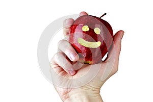 Red smiling apple, optimistic vitamin diet