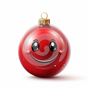 Red smiling Christmas balls illustration isolated on white background, AI Generated