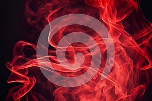 Red smoke abstract on black background.