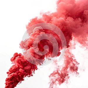 Red smoke isolated on white background
