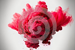 Red smoke from smoke bombs,  on a white background
