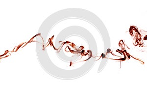 Red smoke trail isolated on white
