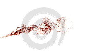 Red smoke trail on white