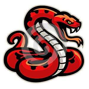 Red snake mascot ready to attack