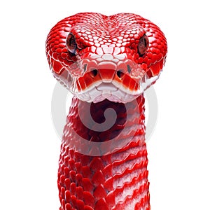 Red snake on transparent background