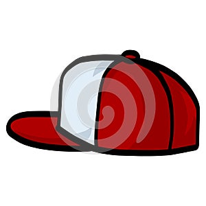 Red Snapback Trucker Hat Baseball Cap Illustration Vector Icon