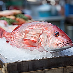 Red snapper fish from a busy market