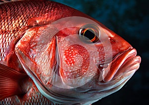 Red Snapper in the ocean water. Ai generative