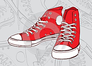 Red sneakers