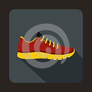 Red sneakers icon, flat style