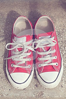 Red sneakers. Vintage style image
