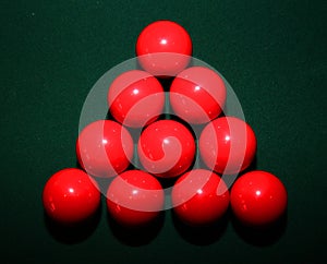 Red Snooker Balls on Table