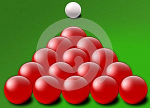 Red snooker balls triangle