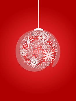 Red snowflake Christmas ball holiday background