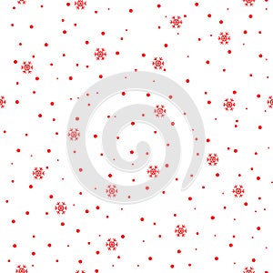 red snowflakes snow on white sky winter christmas pattern seamless vector