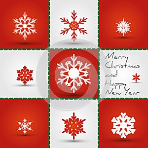Red snowflakes square