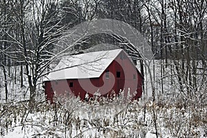 Red Snowy Barn