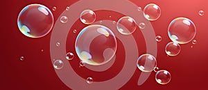 Red Soap Bubbles Digital Background Design Graphic Banner Website Flyer Ads Gift Card Template