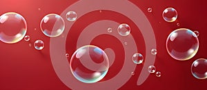 Red Soap Bubbles Digital Background Design Graphic Banner Website Flyer Ads Gift Card Template